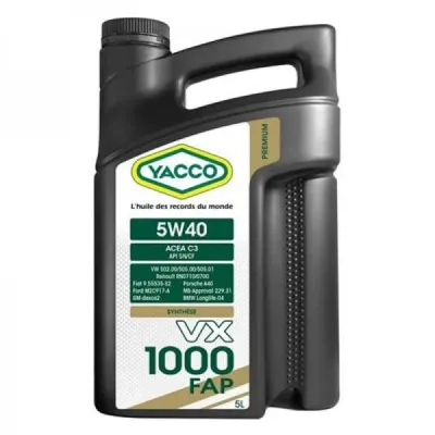 Yacco Oil VX 1000 FAP 5W40 (5L)